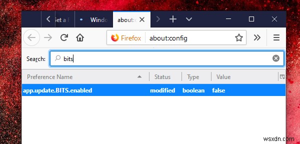 บล็อก Firefox จากการใช้บริการ Windows BITS เพื่อดาวน์โหลดการอัปเดต 