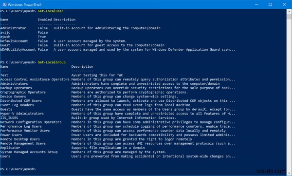 วิธีจัดการผู้ใช้และกลุ่มในเครื่องโดยใช้ Windows PowerShell 