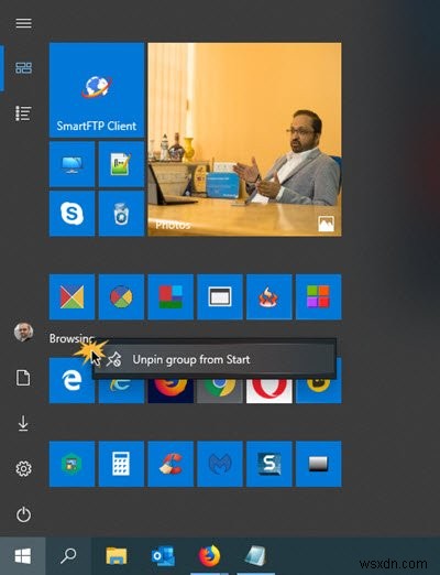 วิธีเลิกตรึงกลุ่มของไทล์หรือโฟลเดอร์จากเมนูเริ่มของ Windows 10 