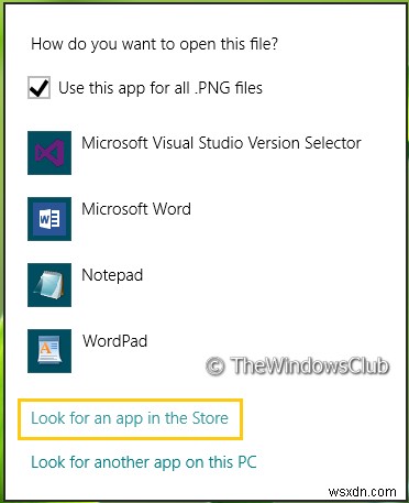 ลบค้นหาแอพในตัวเลือก Store จากเมนูเลือกโปรแกรมเริ่มต้นใน Windows 11/10 