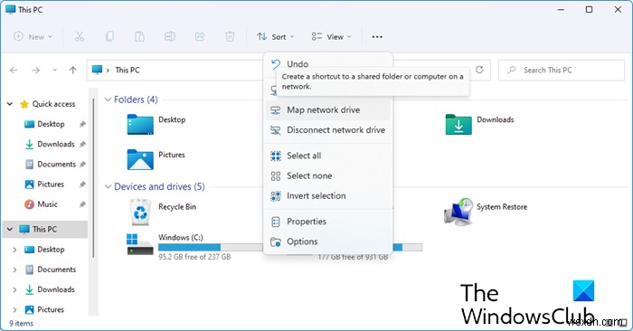 แมปที่เก็บข้อมูลบนคลาวด์เป็นไดรฟ์ในเครื่องใน File Explorer ใน Windows 11/10 