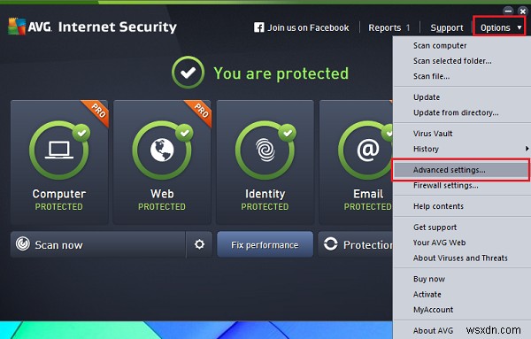 วิธีปิดการใช้งานการแจ้งเตือนถาดระบบ AVG AntiVirus ฟรี 