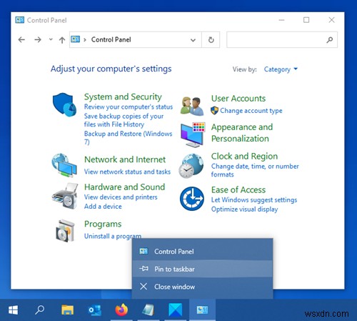 วิธีตรึงแผงควบคุมไว้ที่ทาสก์บาร์ใน Windows 10 