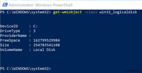 วิธีใช้ Windows PowerShell เพื่อค้นหาข้อมูลเกี่ยวกับฮาร์ดไดรฟ์ 