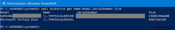 วิธีใช้ Windows PowerShell เพื่อค้นหาข้อมูลเกี่ยวกับฮาร์ดไดรฟ์ 