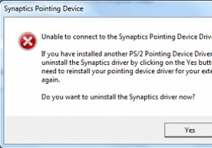 ไม่สามารถเชื่อมต่อกับ Synaptics Pointing Device Driver 