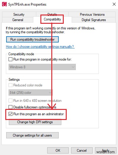 ไม่สามารถเชื่อมต่อกับ Synaptics Pointing Device Driver 