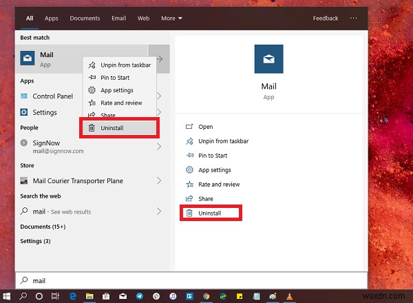 วิธีถอนการติดตั้ง Mail App ใน Windows 10 