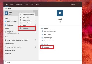 วิธีถอนการติดตั้ง Mail App ใน Windows 10 