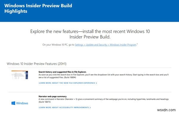 จะค้นหาฟีเจอร์สร้างตัวอย่างภายในของ Windows 10 Insider ล่าสุดได้ที่ไหน 