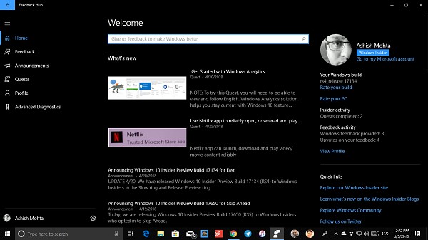 วิธีส่งคำติชมหรือบ่นเกี่ยวกับ Windows 10 ไปยัง Microsoft 