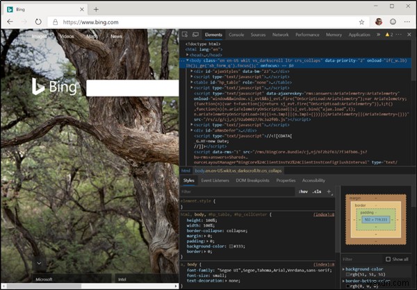 รายการ DevTools ใน Microsoft Edge ใหม่ (Chromium) 