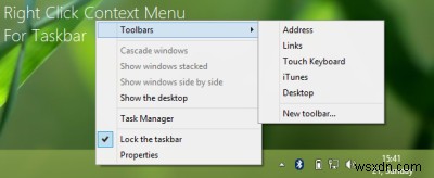 วิธีปิดการใช้งานเมนูบริบทสำหรับทาสก์บาร์ใน Windows 10 
