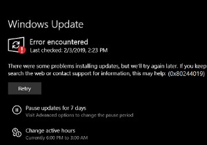 แก้ไขข้อผิดพลาด Windows Update 0x80244019 