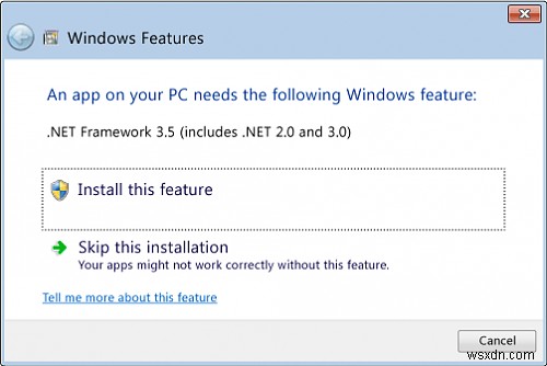 วิธีเปิดใช้งานหรือติดตั้ง .NET Framework 3.5 บน Windows 10 