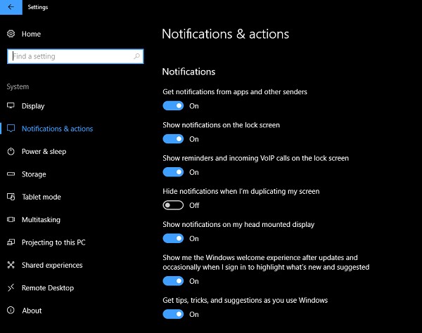 วิธีปรับแต่ง Notifications and Action Center บน Windows 10 