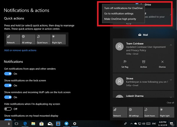 วิธีปรับแต่ง Notifications and Action Center บน Windows 10 