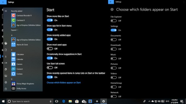 คำแนะนำในการปรับแต่ง Windows 10 Start Menu และ Taskbar 