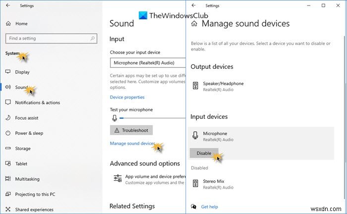 วิธีปิดการใช้งาน ปิดหรือปิดเสียงไมโครโฟนใน Windows 10 