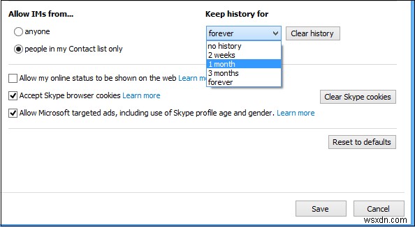 วิธีจัดการ ลบ ปิดใช้งานประวัติ Skype 