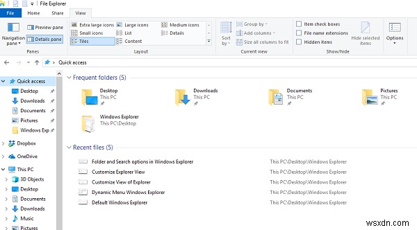 วิธีปรับแต่ง Explorer ใน Windows 10 