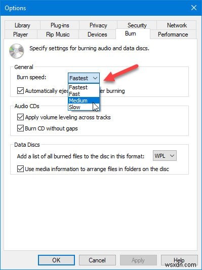 Windows Media Player ไม่สามารถเบิร์นไฟล์บางไฟล์ผิดพลาดขณะเบิร์นไฟล์เสียง 