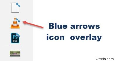 โอเวอร์เลย์ลูกศรสีน้ำเงินขนาดเล็ก 2 อันที่ปรากฏบนไอคอนเดสก์ท็อปคืออะไร 