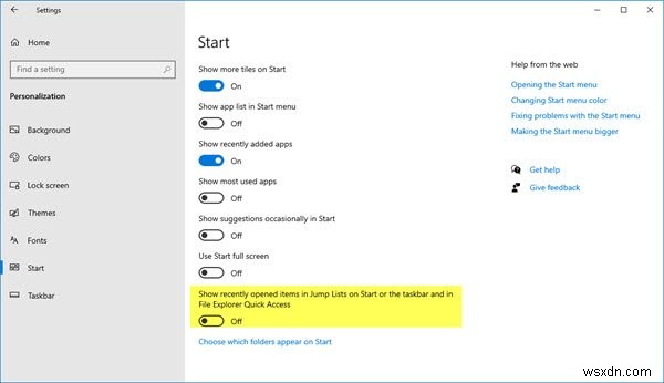 Jump List หายไปหรือหายไปอย่างถาวรใน Windows 11/10 