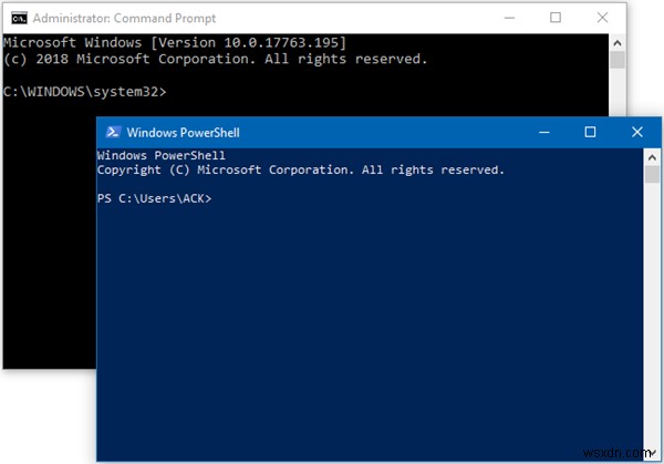 ความแตกต่างระหว่างพรอมต์คำสั่งและ Windows PowerShell 