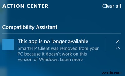 แอปนี้ไม่มีการแจ้งเตือนใน Windows 10 . อีกต่อไป 