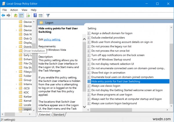 วิธีเปิดหรือปิดใช้งาน Fast User Switching ใน Windows 10 