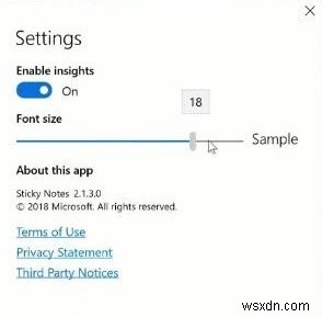 วิธีเปลี่ยนขนาดตัวอักษรใน Sticky Notes ใน Windows 10 