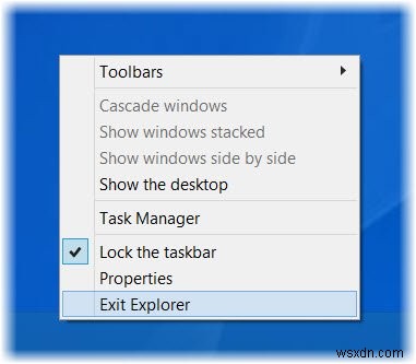 วิธีออกจาก Explorer โดยใช้เมนูบริบทของแถบงานใน Windows 10 
