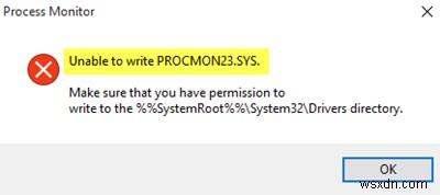 ไม่สามารถเขียน PROCMON23.SYS? นี่คือการแก้ไข! 