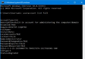 วิธีรับรายการ การตั้งค่า และรายละเอียดของบัญชีผู้ใช้ทั้งหมดใน Windows 