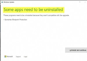 จำเป็นต้องถอนการติดตั้งแอพบางตัว ข้อผิดพลาดในการอัปเดต Windows 10 