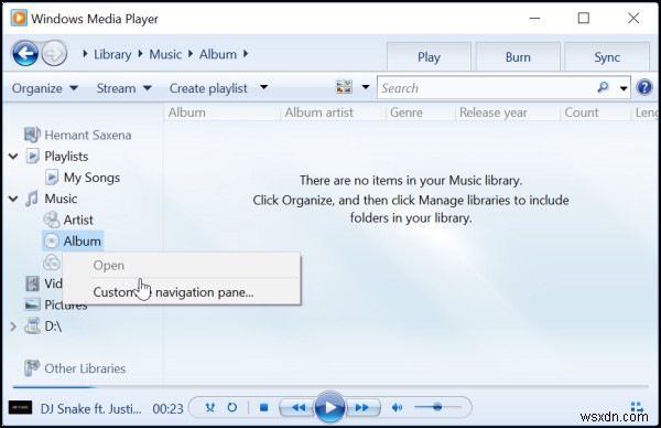 Windows Media Player ไม่แสดงข้อมูลอัลบั้มหรือไม่ถูกต้อง 