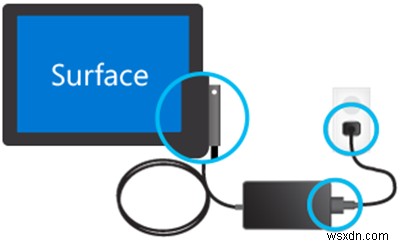 แบตเตอรี่ Surface Pro หรือ Surface Book ไม่ชาร์จ 