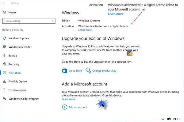 วิธีเชื่อมโยงลิขสิทธิ์ Windows 10 กับบัญชี Microsoft 