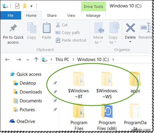 ฉันสามารถลบโฟลเดอร์ $Windows.~BT &$Windows.~WS หลังจากอัปเกรด Windows 10 ได้หรือไม่ 