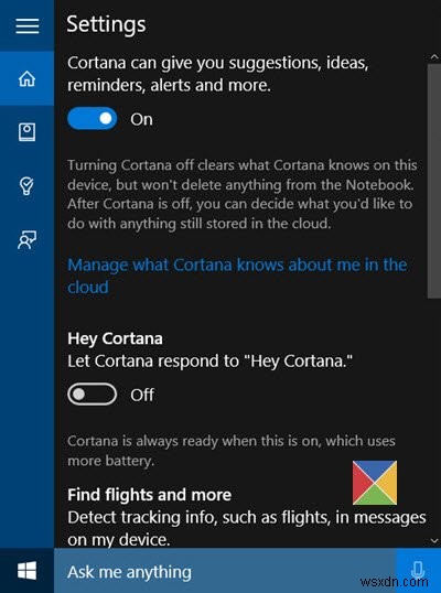 เปิดใช้งานและตั้งค่า Cortana ใน Windows 10 