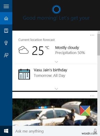 เปิดใช้งานและตั้งค่า Cortana ใน Windows 10 