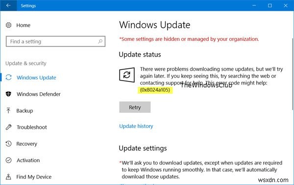 แก้ไข:รหัสข้อผิดพลาดการอัปเดต Windows 10 0x8024a105 
