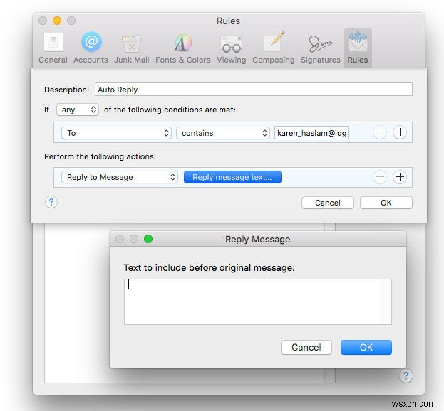 วิธีตั้งค่าข้อความลางานใน Mail บน Mac 