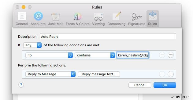 วิธีตั้งค่าข้อความลางานใน Mail บน Mac 