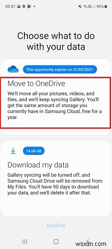 ย้ายจาก Samsung Cloud ไปยัง OneDrive 