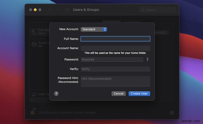 วิธีเพิ่มบัญชีผู้ใช้ใหม่บน Mac 