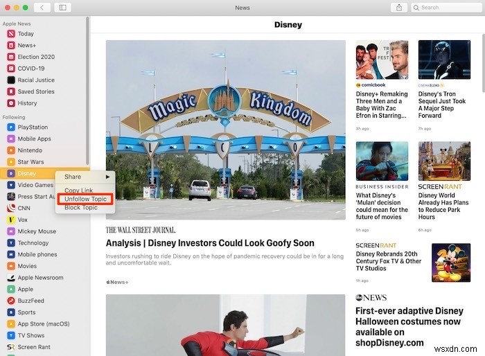 วิธีปรับแต่งแอพ Apple News บน Mac 