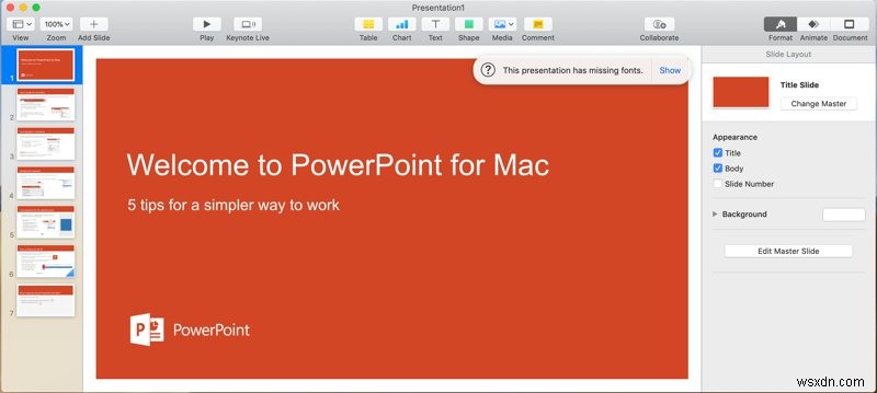 วิธีการแปลงสไลด์ PowerPoint เป็นการนำเสนอประเด็นสำคัญของ Mac 