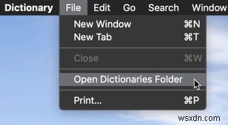 การปรับแต่งแอพพจนานุกรมบน macOS 